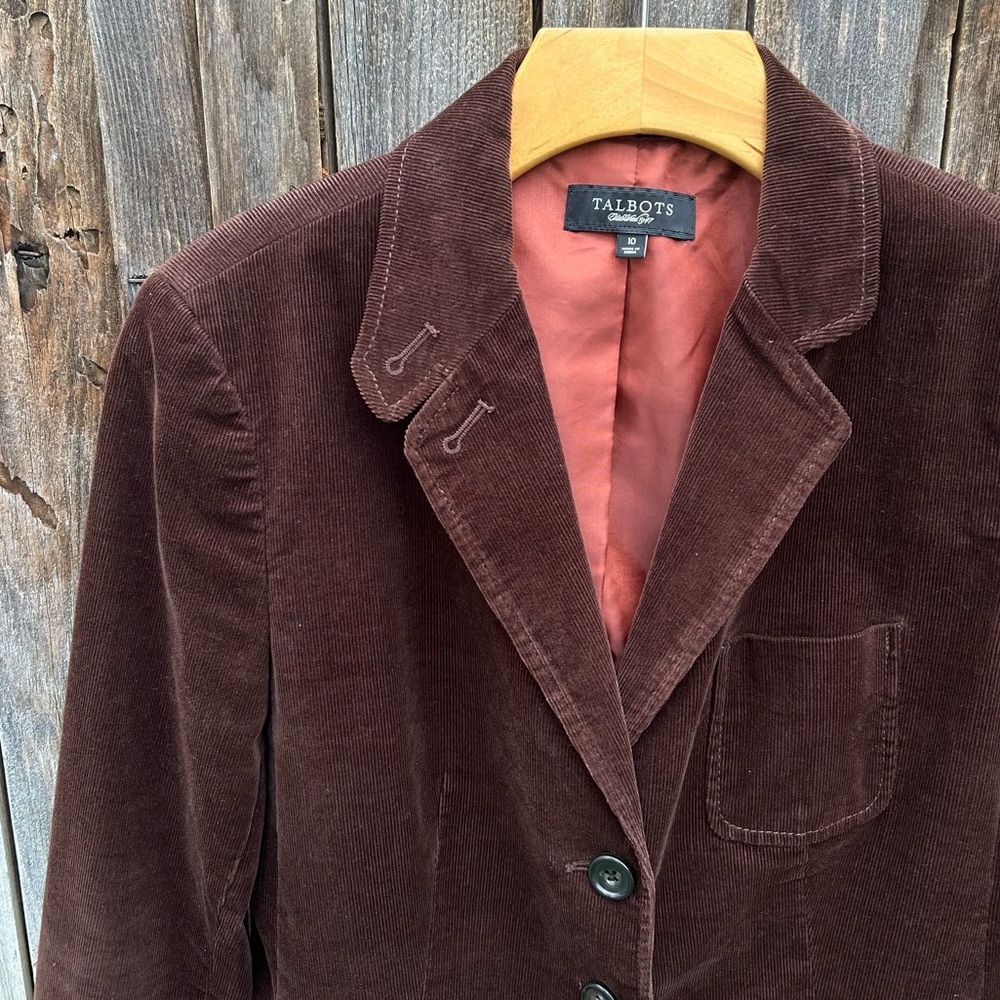Talbots Corduroy Blazer Jacket Brown 10 - Picture 2 of 14